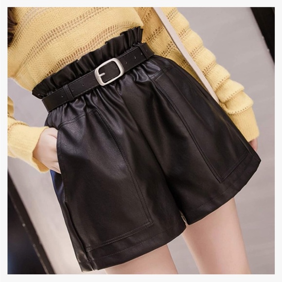 Amazon RAMISU High Waisted Faux Leather Shorts - Picture 3 of 7